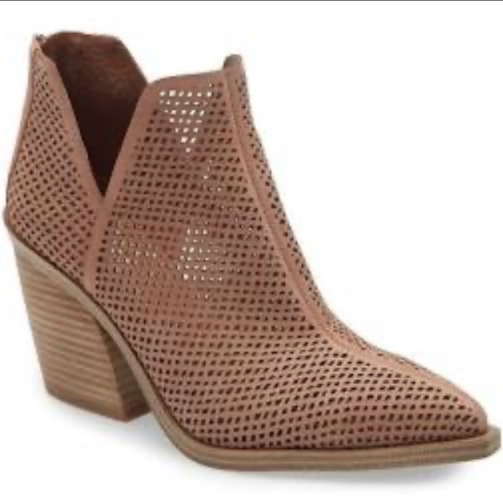 Vince Camuto Blush Perforated Leather Ankle Booties
